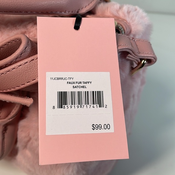 Juicy Couture Pink Faux Fur Taff Satchel Crossbody Bowling Bag - Picture 7 of 7